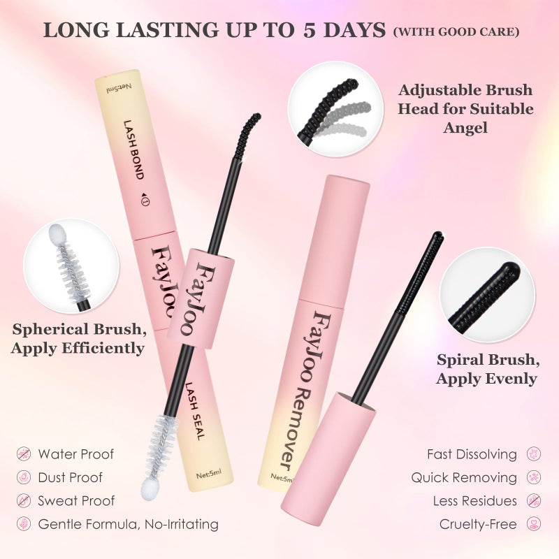 FayJoo Natural Wispy Soft Lash Clusters Kit with 0.05mm Invisible Band, C Curl 8-16mm, DIY Salon Eyelash Extensions with Bond Seal Remover Tweezer, FayJoo AIRY 11 Kit - Image 4