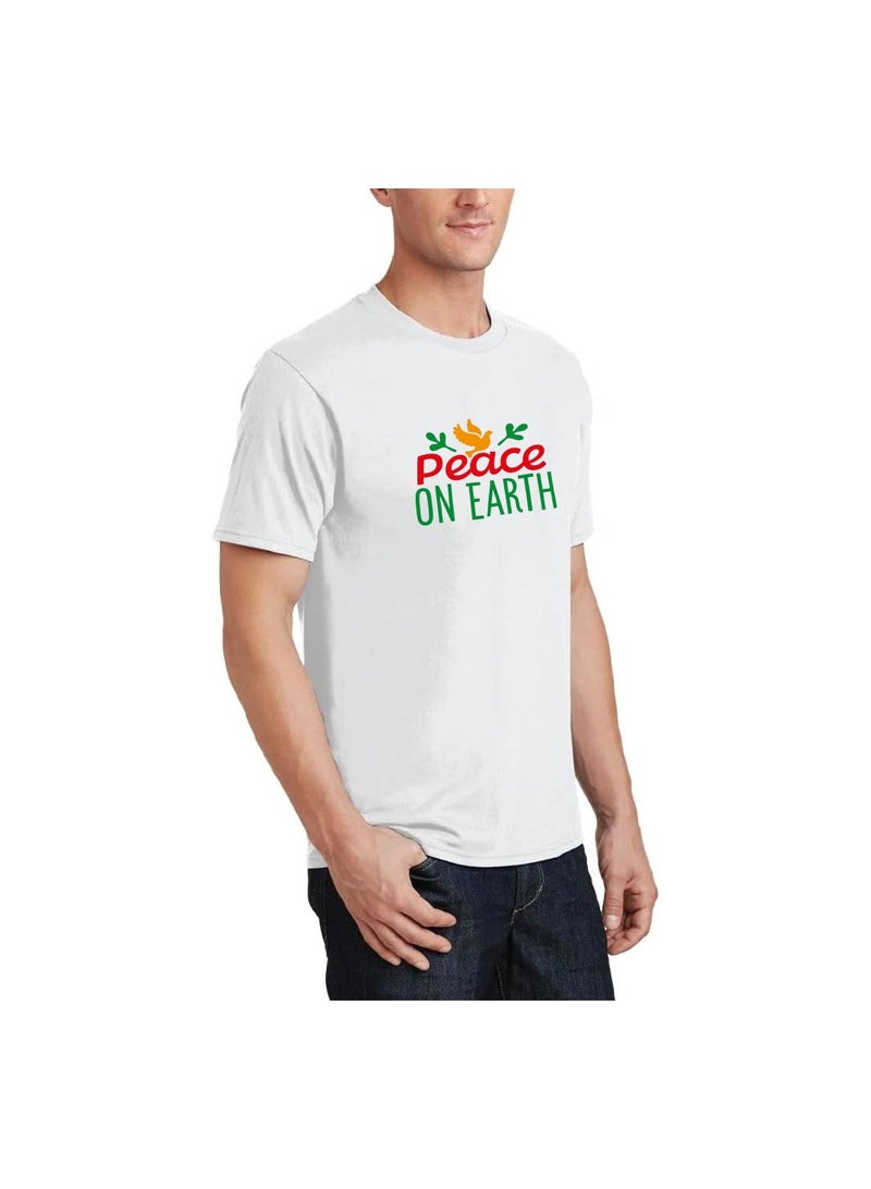 PRINTSHOP4ME Peace Love Men's T-Shirt–Cotton Half Sleeve Round Neck Soft&Breathable Fabric Casual Wear For Everyday Comfort|Gift For Special Events  - Image 2