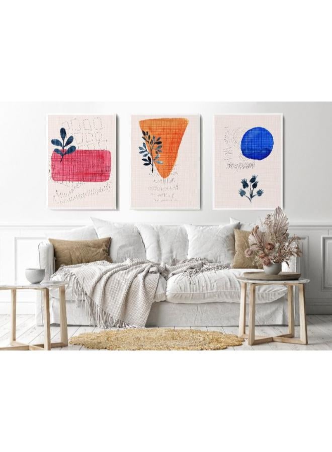 Home Gallery Canvas Wall Art, Abstract Framed Portrait of illustrations with watercolor geometric blurs - Image 3