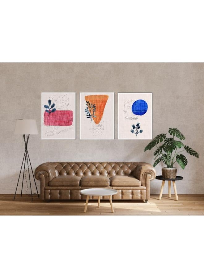 Home Gallery Canvas Wall Art, Abstract Framed Portrait of illustrations with watercolor geometric blurs - Image 2