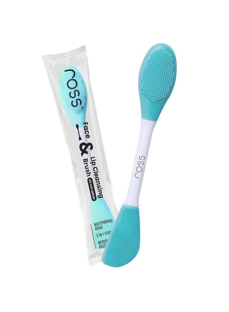 روس فرشاة روس السيليكونية لتطبيق قناع الوجه وتنظيف الشفاه، مصنوعة من شعيرات سيليكون ناعمة فائقة النظافة لتقشير لطيف (فيروزي) - Image 1