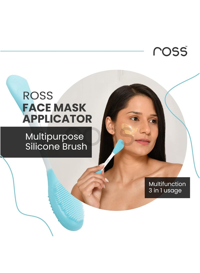 روس فرشاة روس السيليكونية لتطبيق قناع الوجه وتنظيف الشفاه، مصنوعة من شعيرات سيليكون ناعمة فائقة النظافة لتقشير لطيف (فيروزي) - Image 2