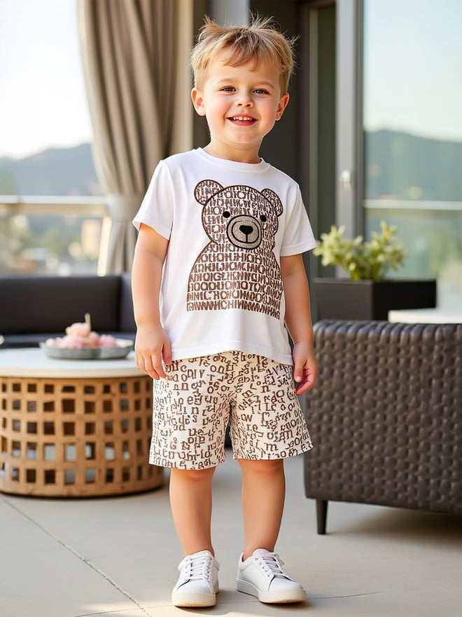 Take Two Kids 2pcs Graphic Print Short Sleeve T-Shirt and Shorts - Image 3