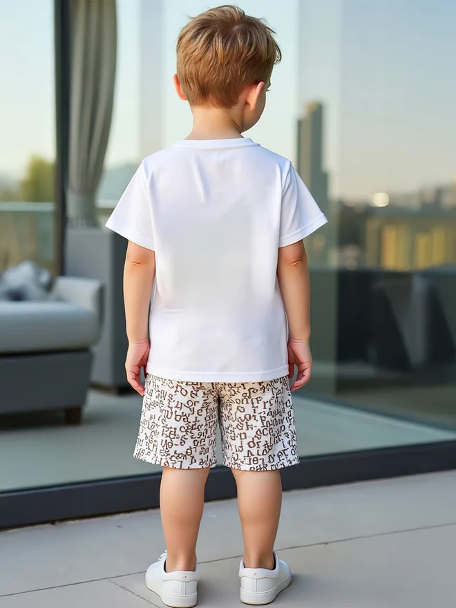 تايك تو Take Two Kids 2pcs Graphic Print Short Sleeve T-Shirt and Shorts