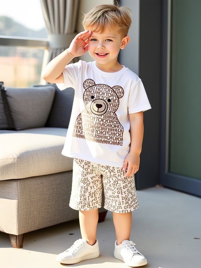 Take Two Kids 2pcs Graphic Print Short Sleeve T-Shirt and Shorts - Image 1