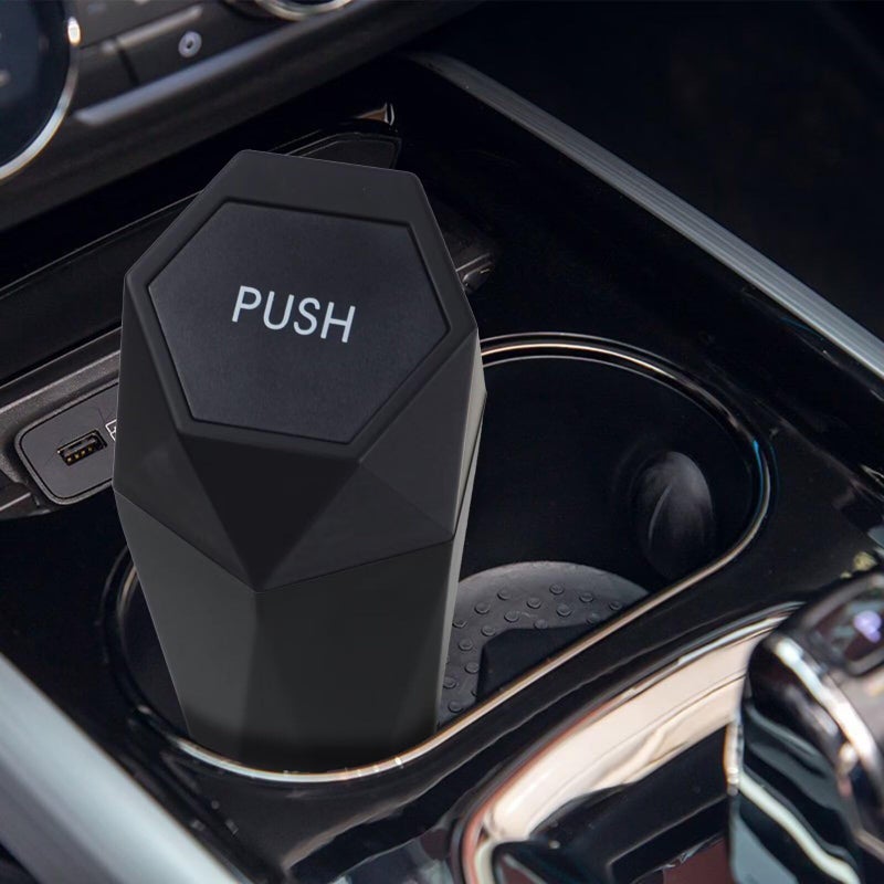 BFXM Car Trash Can, Car Trash Bin with Lid, Car Accessories for Women Interior, Car Garbage Can with Additional 2 ABS Hooks and 60pcs Trash Bags, Suitable for Home, Office, Car Organizer, Black - Image 2