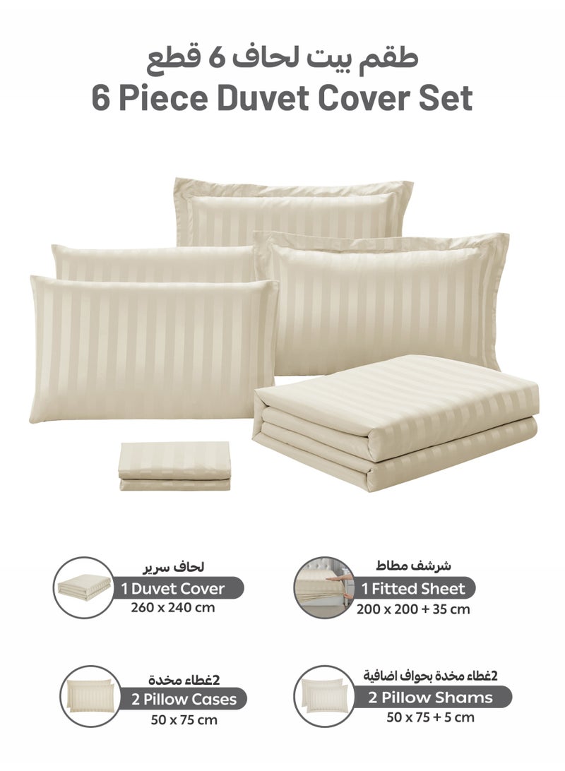 Donetella Striped Duvet Cover Set King Size 260x240 cm - 6-Pcs Bed Set, Microfiber Fabric - 1 Duvet Cover, 1 Fitted Sheet, 2 Pillow Sham, 2 Pillowcase (Filler Not Included) - Image 4