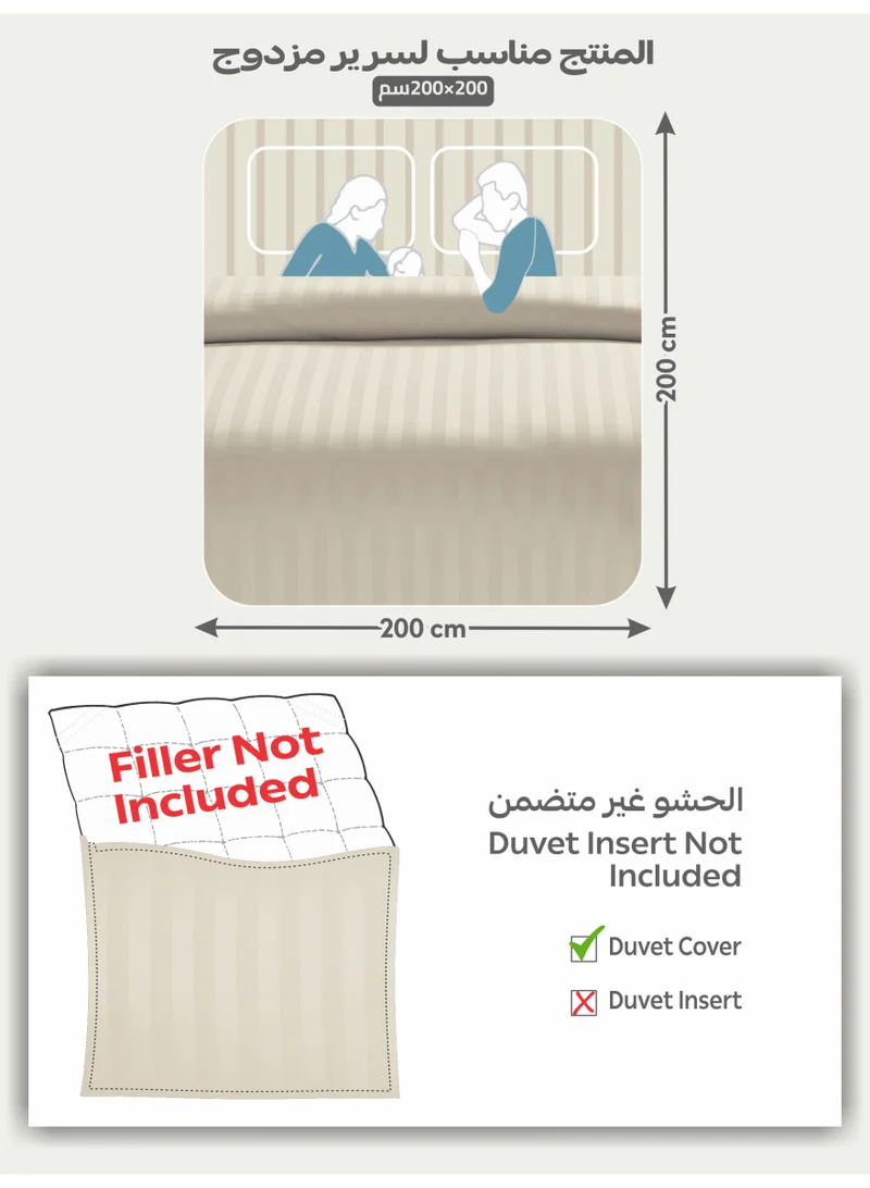 Donetella Striped Duvet Cover Set King Size 260x240 cm - 6-Pcs Bed Set, Microfiber Fabric - 1 Duvet Cover, 1 Fitted Sheet, 2 Pillow Sham, 2 Pillowcase (Filler Not Included)