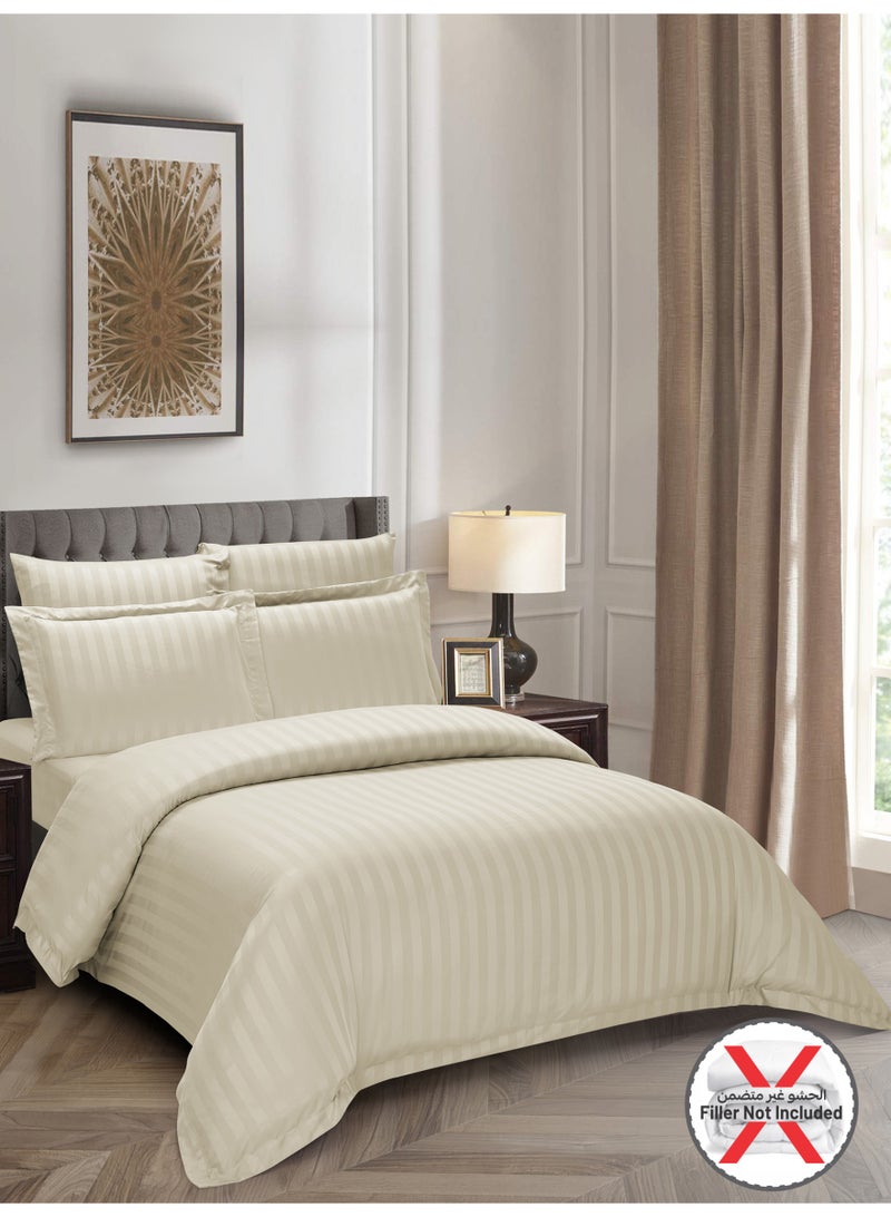 Donetella Striped Duvet Cover Set King Size 260x240 cm - 6-Pcs Bed Set, Microfiber Fabric - 1 Duvet Cover, 1 Fitted Sheet, 2 Pillow Sham, 2 Pillowcase (Filler Not Included) - Image 2