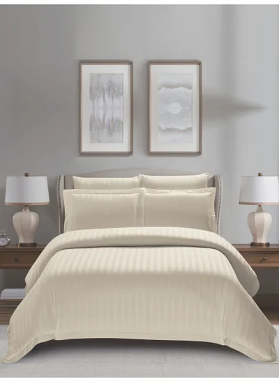 دوناتيلا Striped Duvet Cover Set King Size 260x240 cm - 6-Pcs Bed Set, Microfiber Fabric - 1 Duvet Cover, 1 Fitted Sheet, 2 Pillow Sham, 2 Pillowcase (Filler Not Included)