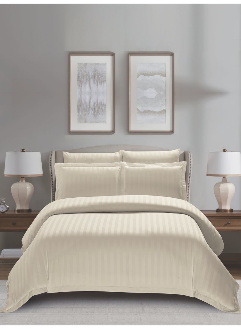 Donetella Striped Duvet Cover Set King Size 260x240 cm - 6-Pcs Bed Set, Microfiber Fabric - 1 Duvet Cover, 1 Fitted Sheet, 2 Pillow Sham, 2 Pillowcase (Filler Not Included) - Image 1