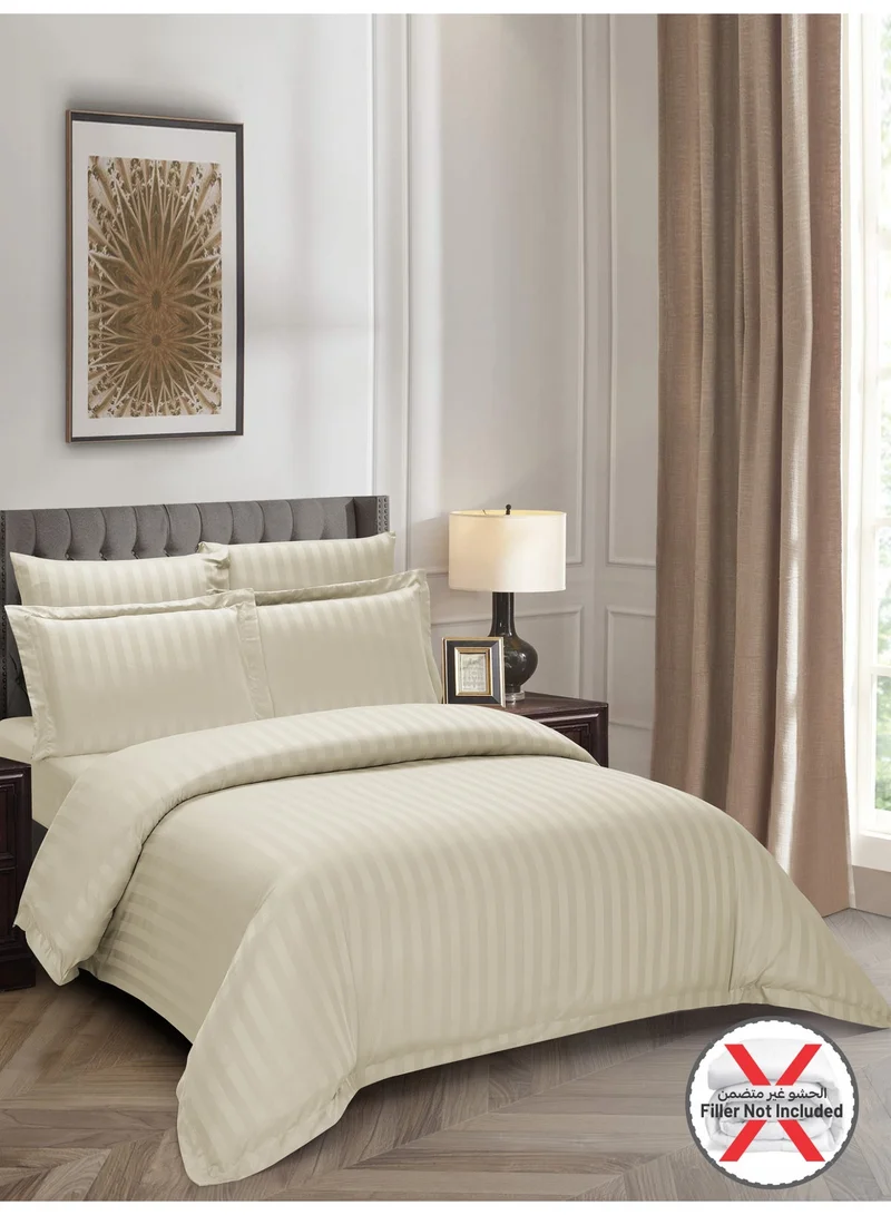 Donetella Striped Duvet Cover Set King Size Fits 200x200 cm - 6-Pcs Bed Set, Microfiber Fabric - 1 Duvet Cover, 1 Fitted Sheet, 2 Pillow Sham, 2 Pillowcase (Filler Not Included)