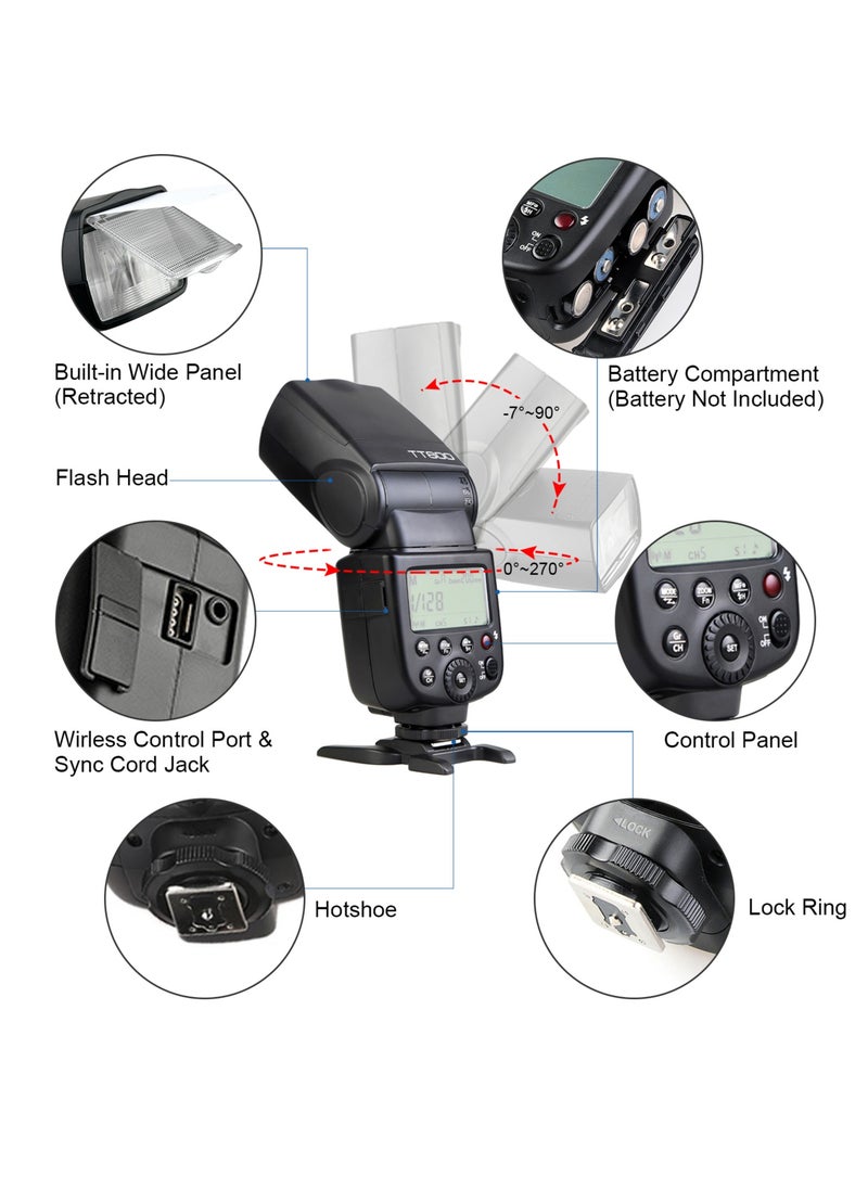 Godox - فلاش Godox Thinklite TT600 للكاميرا Speedlite Master/Slave Flash مع نظام تشغيل لاسلكي مدمج 2.4G GN60 - Image 1