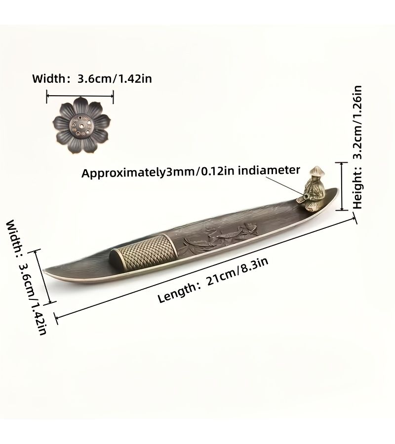 2 Pack Zinc Alloy Boat Shape Incense Holder Set With Plum Blossom Design - Image 3