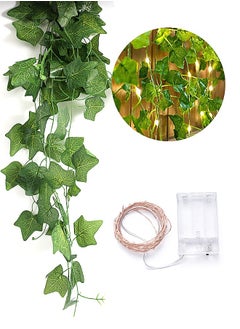spa luxetique Rattan String Lights Outdoor 100 Led 32.8 FT Realistic Plants String Lights LED Decorative Lights Garland Vines with Lights for Bedroom/Home/Festival/ Wedding /Party Decoration (Battery powered)  - Image 1