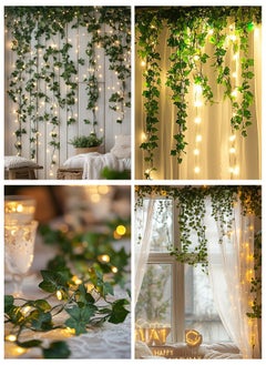 spa luxetique Rattan String Lights Outdoor 100 Led 32.8 FT Realistic Plants String Lights LED Decorative Lights Garland Vines with Lights for Bedroom/Home/Festival/ Wedding /Party Decoration (Battery powered)  - Image 5
