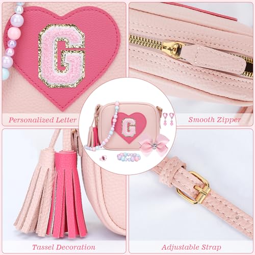 KKXIU Gifts For 3 4 5 6 7 8 Year Old Girls Dress Up Jewelry Kids Toys Toddler Purse Heart Little Girl Bag (G, Pink) - Image 5