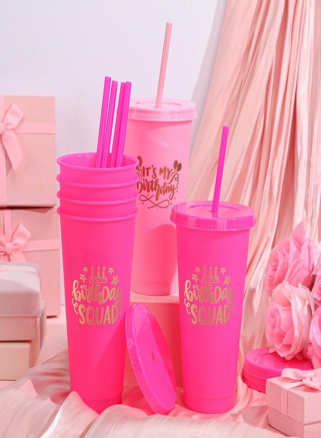 Jingmore Birthday Squad Cups 24 oz Party Tumblers Plastic Tumblers with Lid and Straw for 20th 30th 40th 50th 60th Birthday Decorations Favor for Women Girls Adults(Pink, Rose Red,6 Pcs) - Image 4