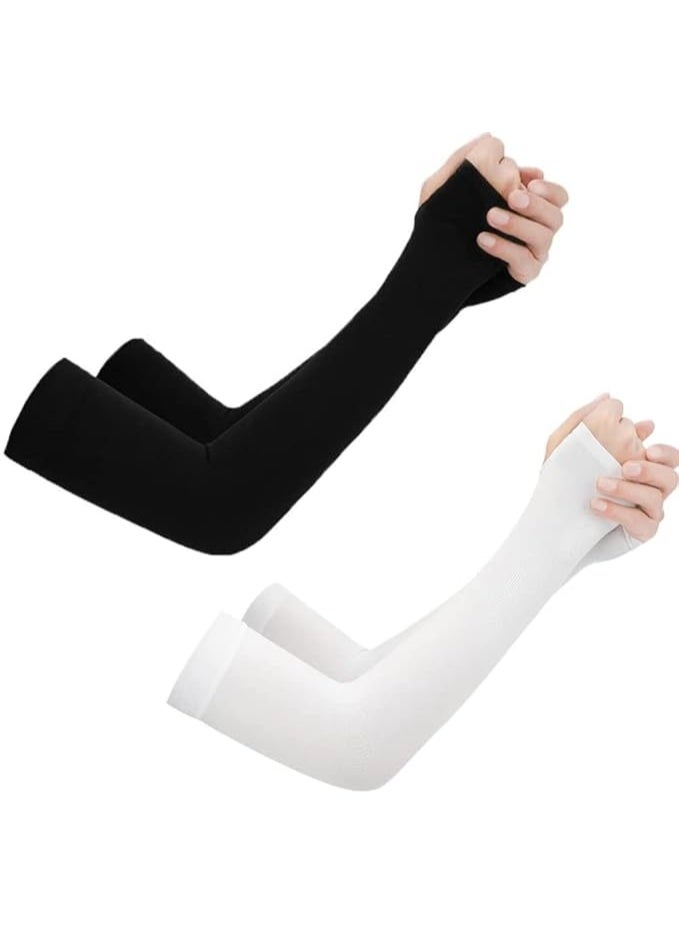Walpck 2 Pairs Cooling UV Protection Sleeves UPF 50+ Arm Sleeves for Men and Women - Tattoo Cover Up - Cooling Sports Sleeve for Basketball Golf Football - Image 1