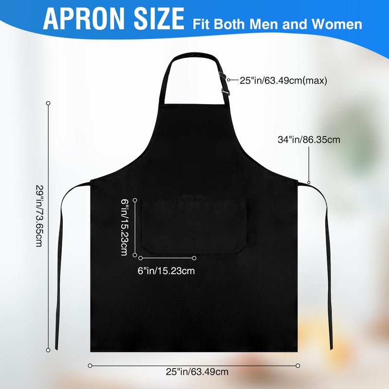 Nymmoata 2 Pack Black Kitchen Aprons: Chef Cooking Bid Apron for Adults Women & Men with Pockets - Adjustable Smock Aprons for BBQ Grilling Painting Artist Servers Baking Crafts(Black, 2 Pack) - Image 2