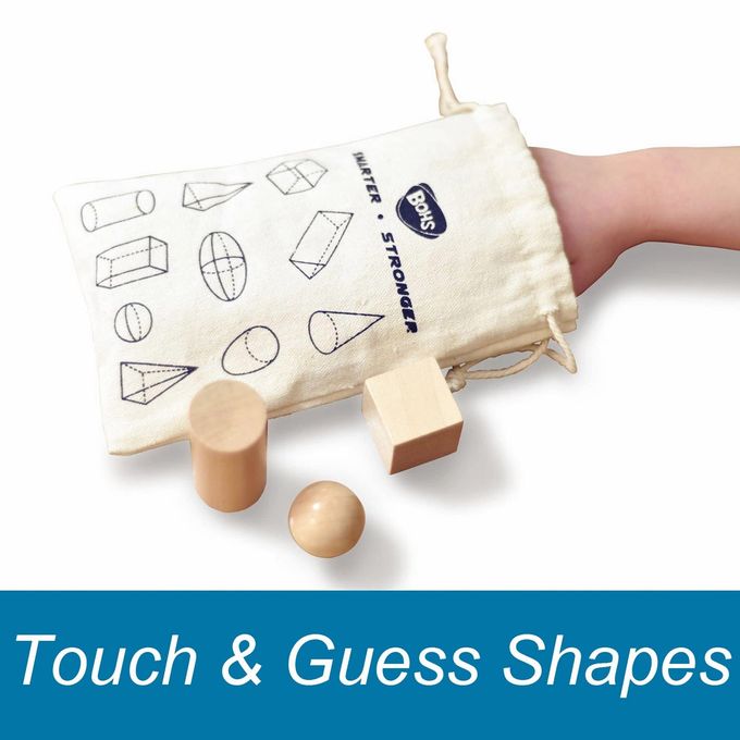BOHS Geometric Solids Guess Game 3D Shapes Miniature SetWooden Montessori Toys Ages 3 and Up - Image 2