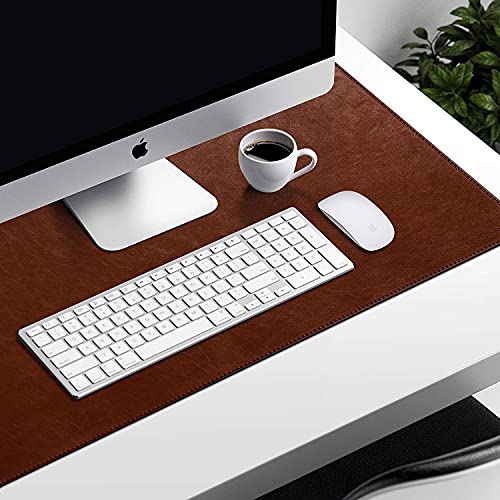 DailyObjects Large Premium Vegan Leather Desk Mat|Anti-Skid|Anti-Slip|85*45cm|Reversible Desk spread Turf Desk/Laptop Mat for Work from Home/Office/Gaming- Extended mouse pad and keyboard desk pad-Tan - Image 2