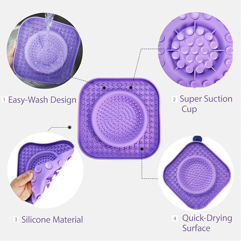 Blue Silicone Slow Feeder Dog Bowl with Lick Mat and Cleaning Brush - Image 5