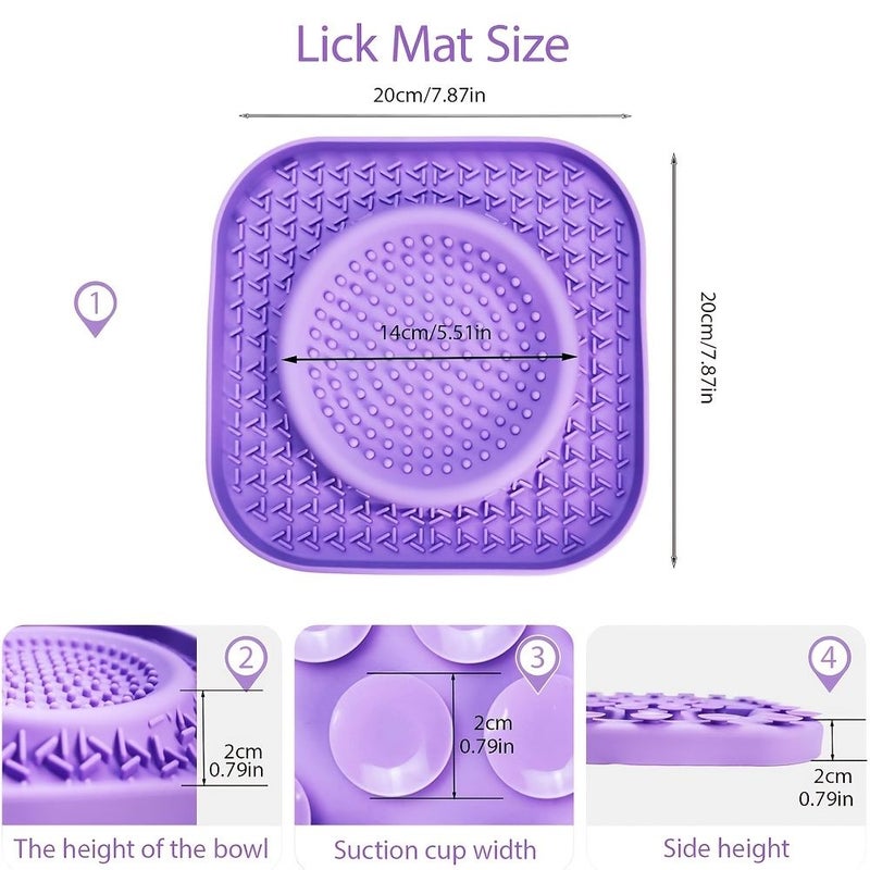 Blue Silicone Slow Feeder Dog Bowl with Lick Mat and Cleaning Brush - Image 3
