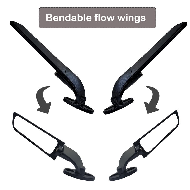 VRWEARE Large Size Motorcycle Mirrors Wing Rearview Mirrors Compatible with Kawasaki Ninja 300 400 650 ZX6R Honda CBR300R CBR500R CBR600RR CBR1000RR Suzuki GSXR 600 750 Yamaha R15 R25 YZF600R - Image 4