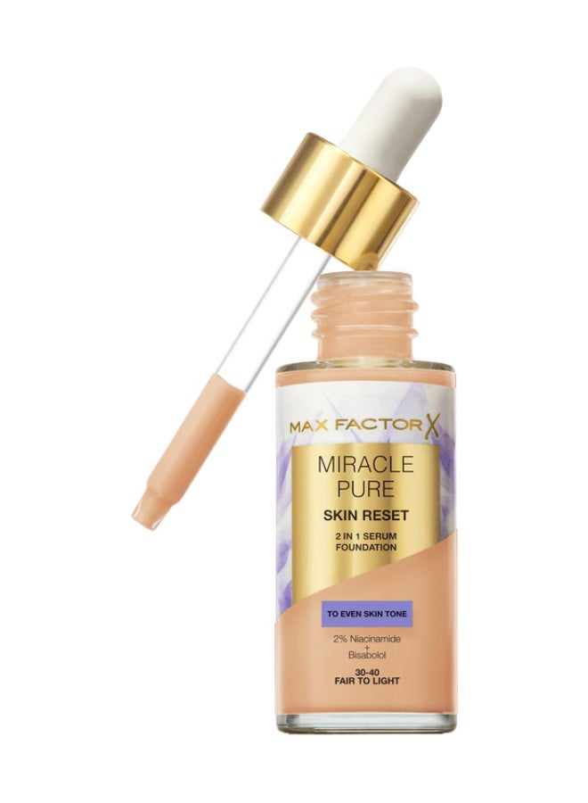 Max Factor Miracle Pure 2In1 Skin Reset Serum Foundation - 30-40 - Fair To Light, 30Ml - Image 1
