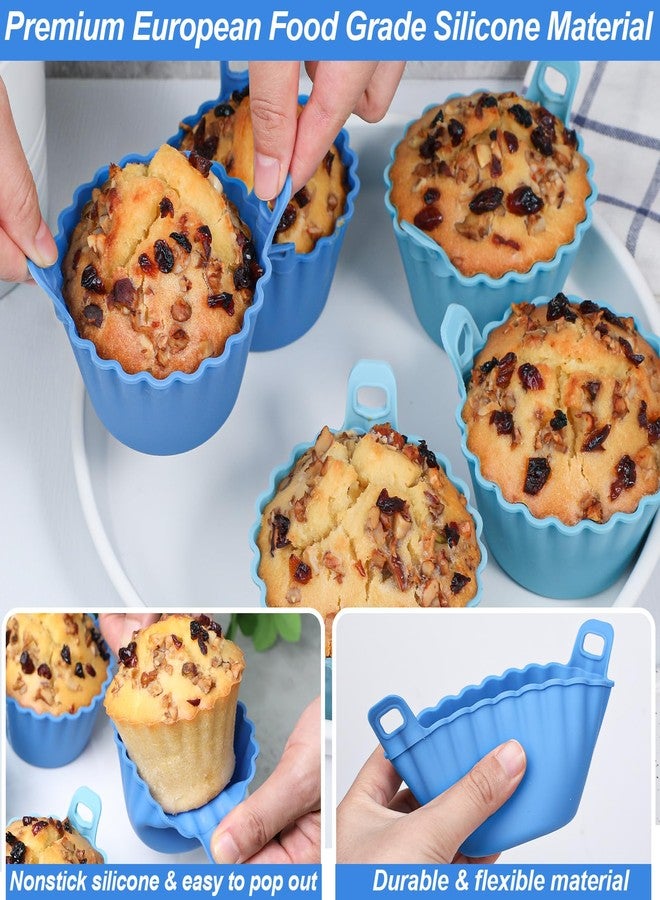 Koluti Nonstick Silicone Muffin Baking Cups Pack of 8, Reusable Cupcake Molds with Double Handle, BPA Free, Small Round Air Fryer Cupcakes Liner, 2 Colors - Image 4