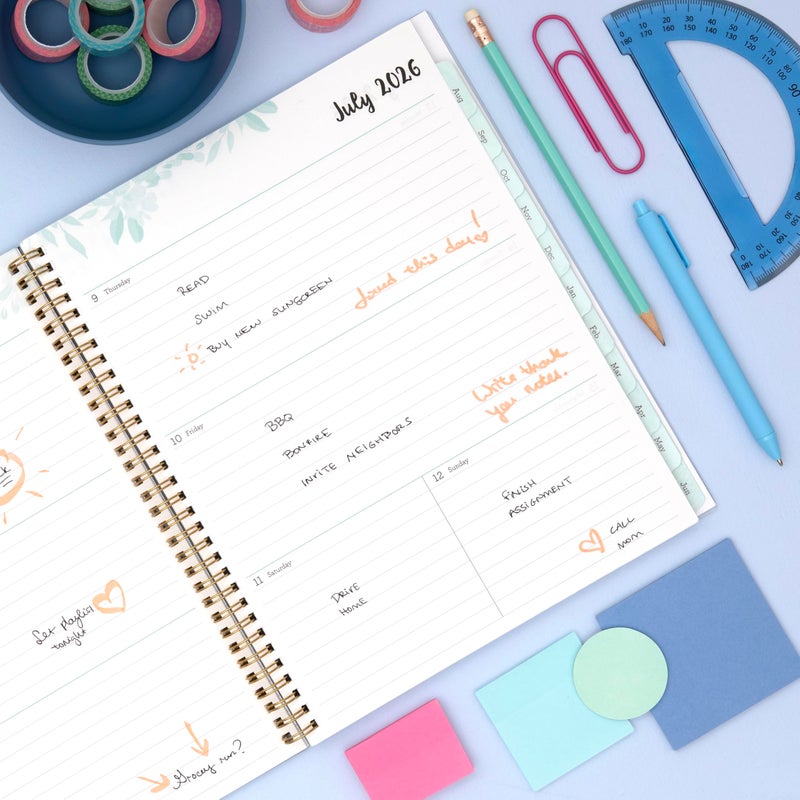 Blue Sky 2026-2027 Weekly and Monthly Academic Year Planner Calendar, July 2026 - June 2027, 8.5" x 11", Flexible Cover, Wirebound, Laminated Tabs, Storage Pocket, Laurel - Image 2