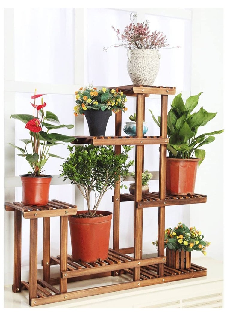 LINGWEI Wooden Flower Stand Flower Pot Holder Brown 95x95x28cm  - Image 4