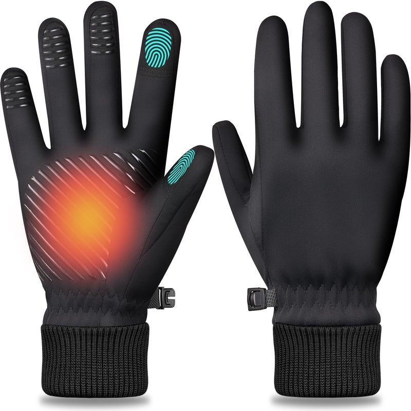 FEWTUR Men Waterproof Winter Gloves for Women Thermal Running - Water Proof Cold Weather Touchscreen Gloves for Hiking, Snow Warm Touch Screen (Medium, Black) - Image 1