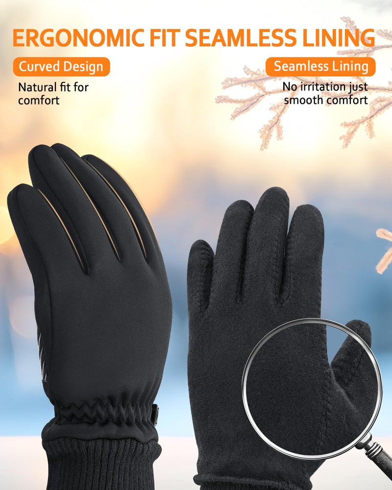 FEWTUR Men Waterproof Winter Gloves for Women Thermal Running - Water Proof Cold Weather Touchscreen Gloves for Hiking, Snow Warm Touch Screen (Medium, Black) - Image 4