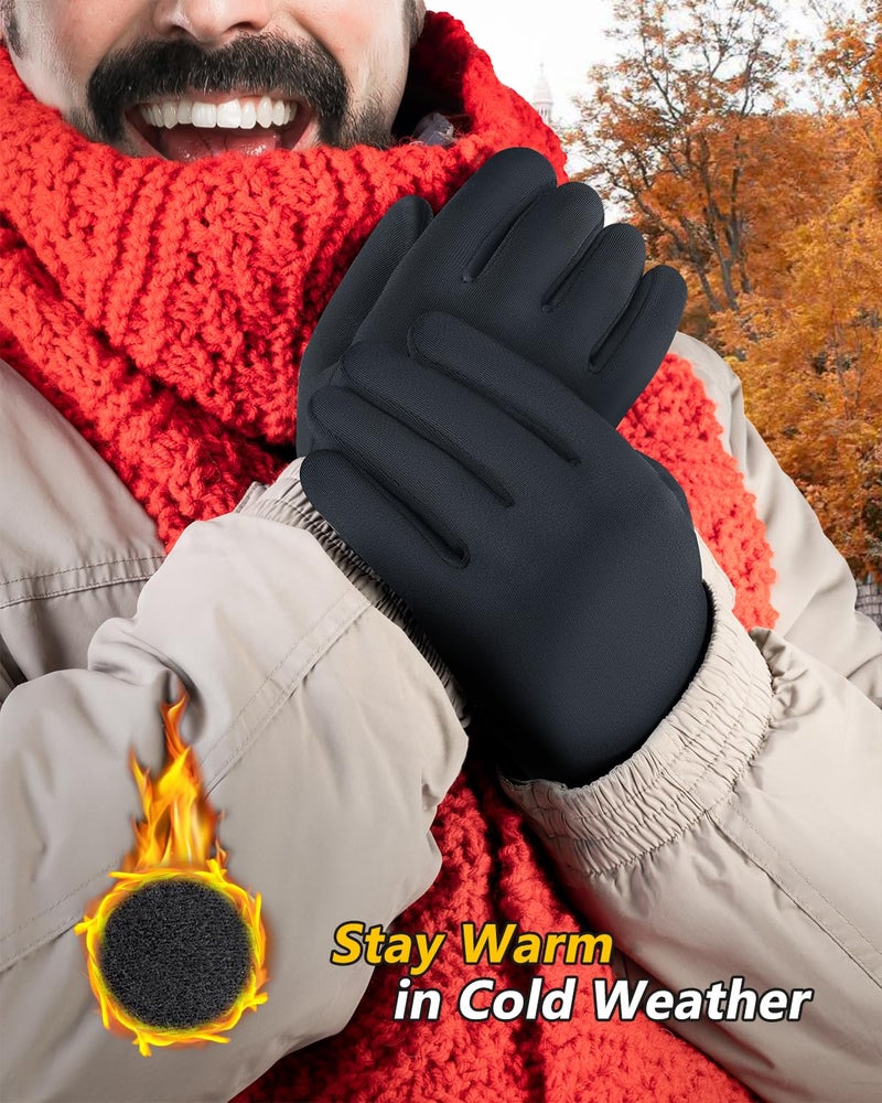 FEWTUR Men Waterproof Winter Gloves for Women Thermal Running - Water Proof Cold Weather Touchscreen Gloves for Hiking, Snow Warm Touch Screen (Medium, Black) - Image 2