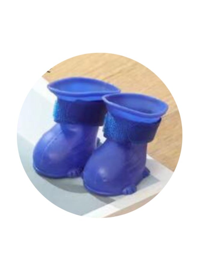 Pet Rain Boots Water-proof Paw Protectors for Walking (Navy Blue)