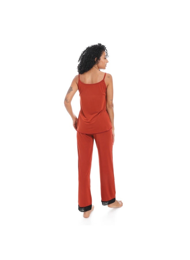 Caesar Women's two-piece pajama set, top and pants with a belt at the waist  - Image 4