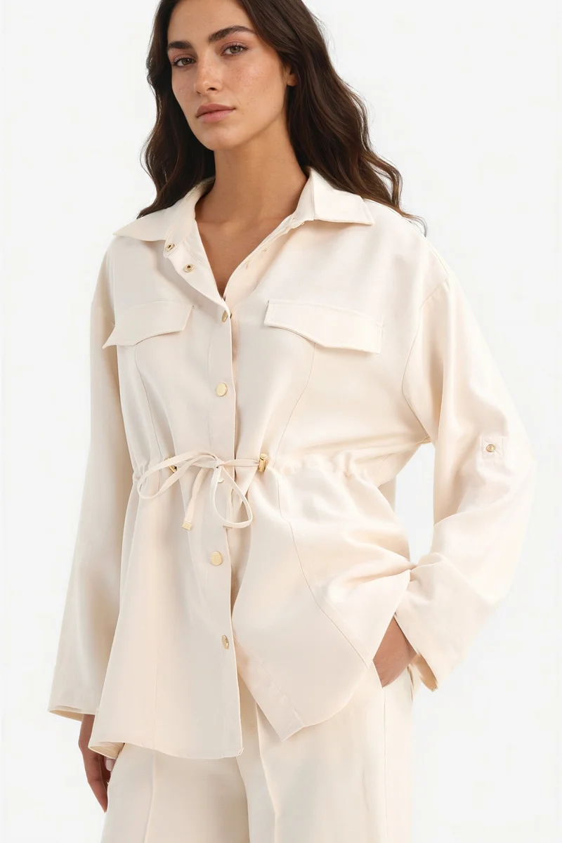 Defacto  Regular Fit Elastic Waist Tencel Thin Jacket for Women | Best Price UAE