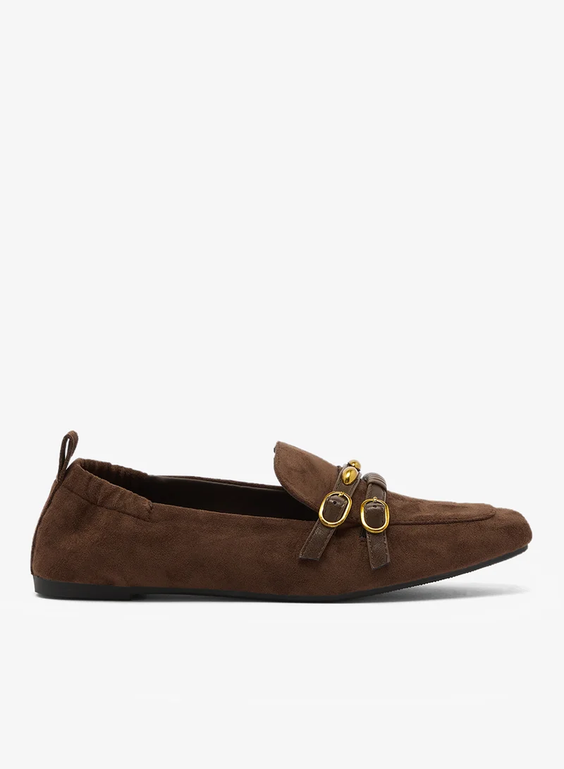 ELLA Buckle Detail Suede Loafers