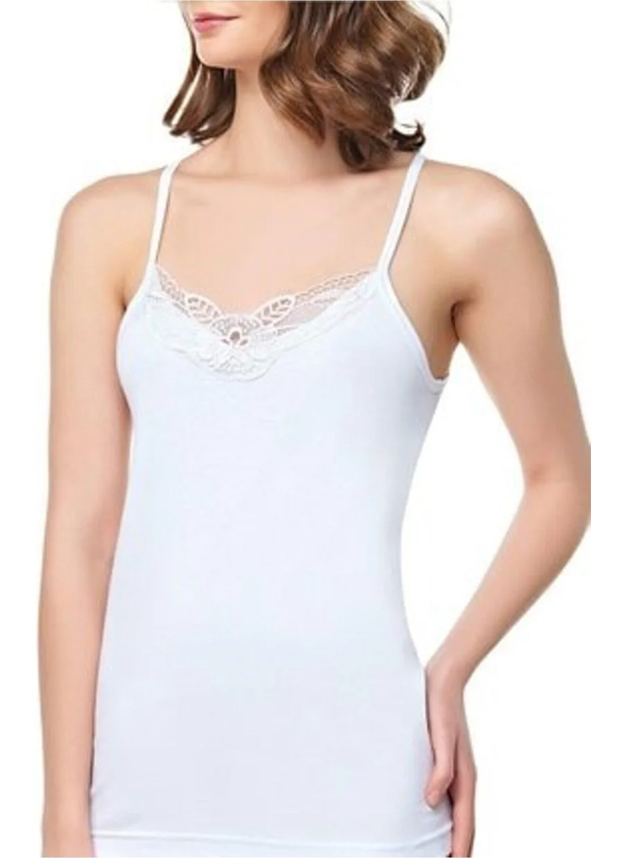 Seher Yıldızı Morning Star Women's Rope Strap Ready Collar Scalloped Undershirt 0013 - 12 Pieces