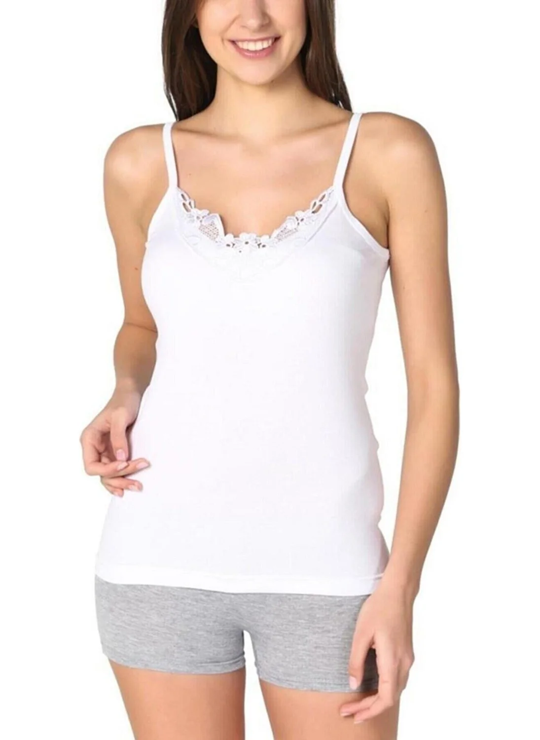 Seher Yıldızı Morning Star Women's Rope Strap Ready Collar Scalloped Undershirt 0013 - 12 Pieces