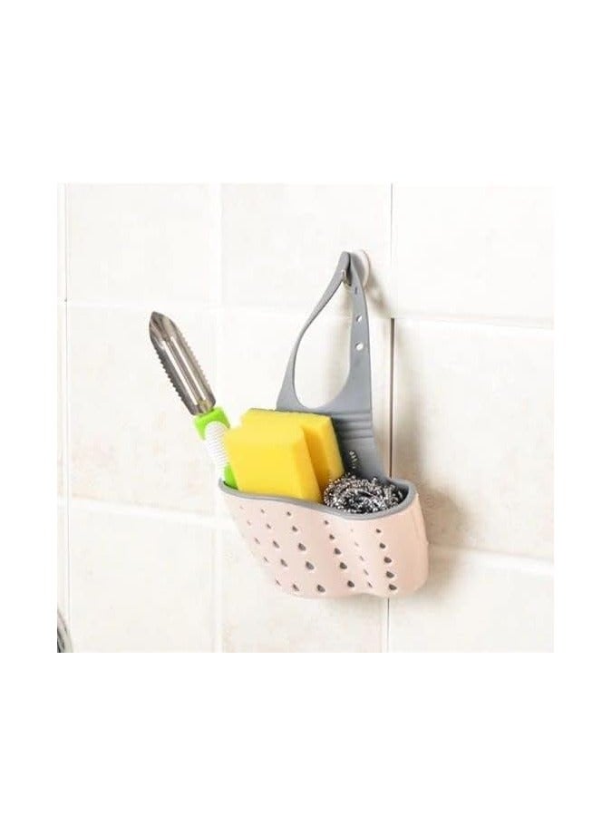 مرفا منظم رف الحوض للمطبخ - حامل صابون وإسفنجة وصينية تجفيف (وردي) - Image 4