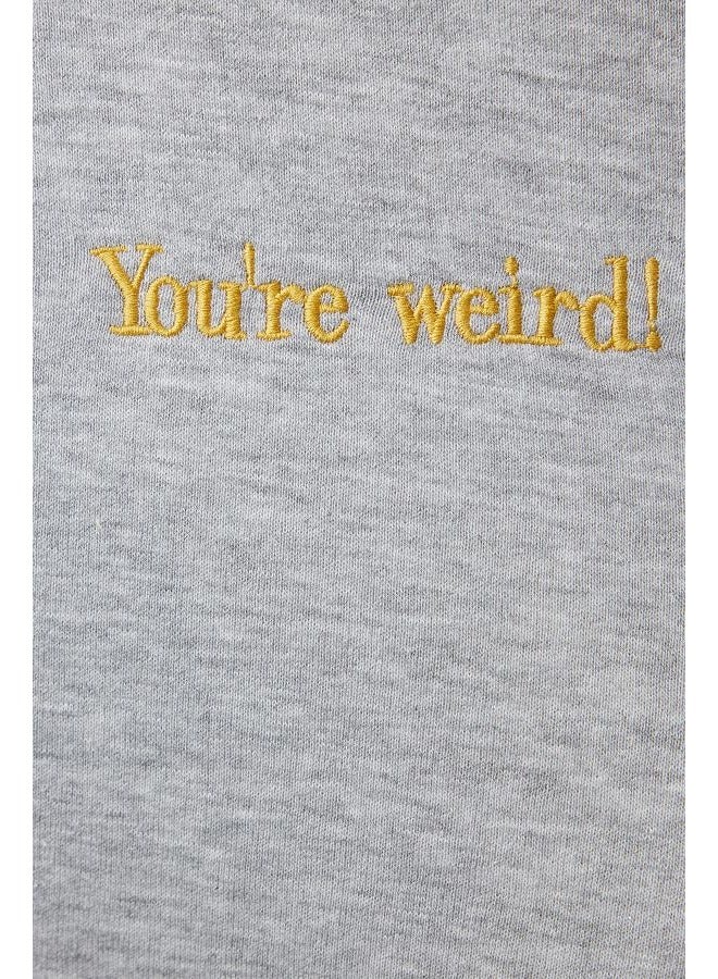 trendyol Gray Embroidered Sweatshirt - Image 4