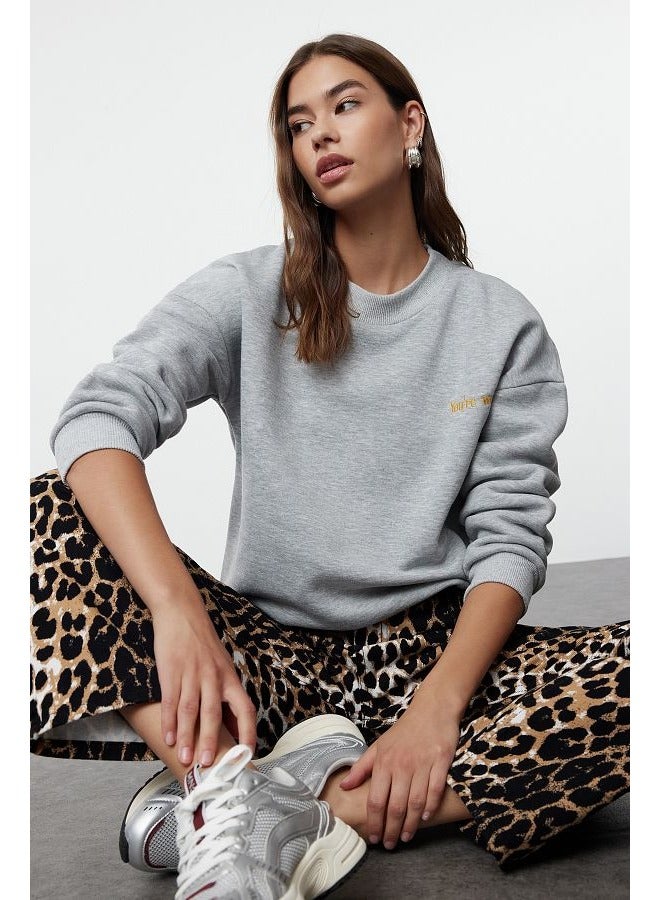 trendyol Gray Embroidered Sweatshirt - Image 1
