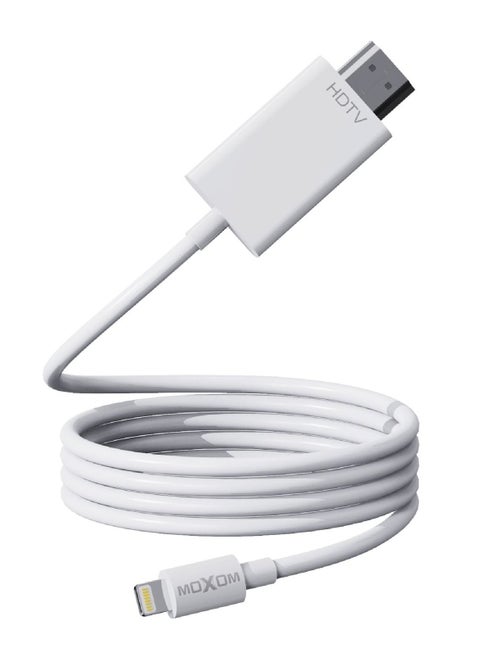 Lightning To HDMI 1.5 Meter Digital AV Cable to Connect to Monitor, Projector, TV, etc MX-AX48 White