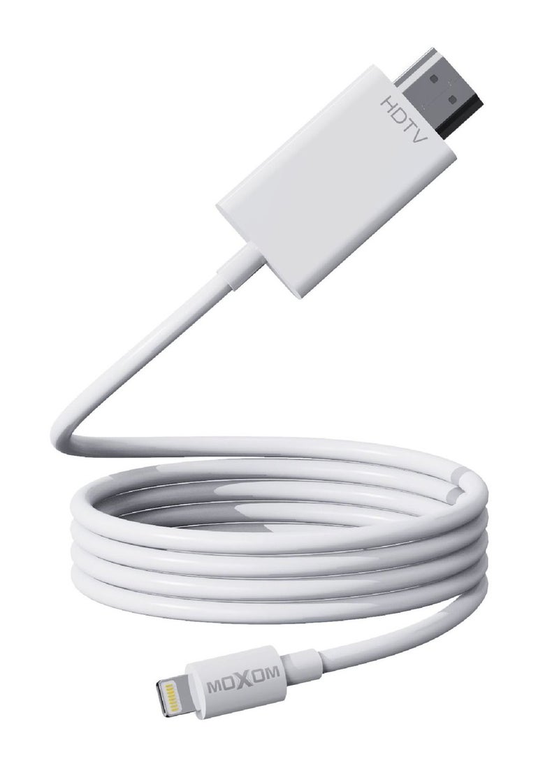 MOXOM Lightning To HDMI 1.5 Meter Digital AV Cable to Connect to Monitor, Projector, TV, etc MX-AX48 White  - Image 1