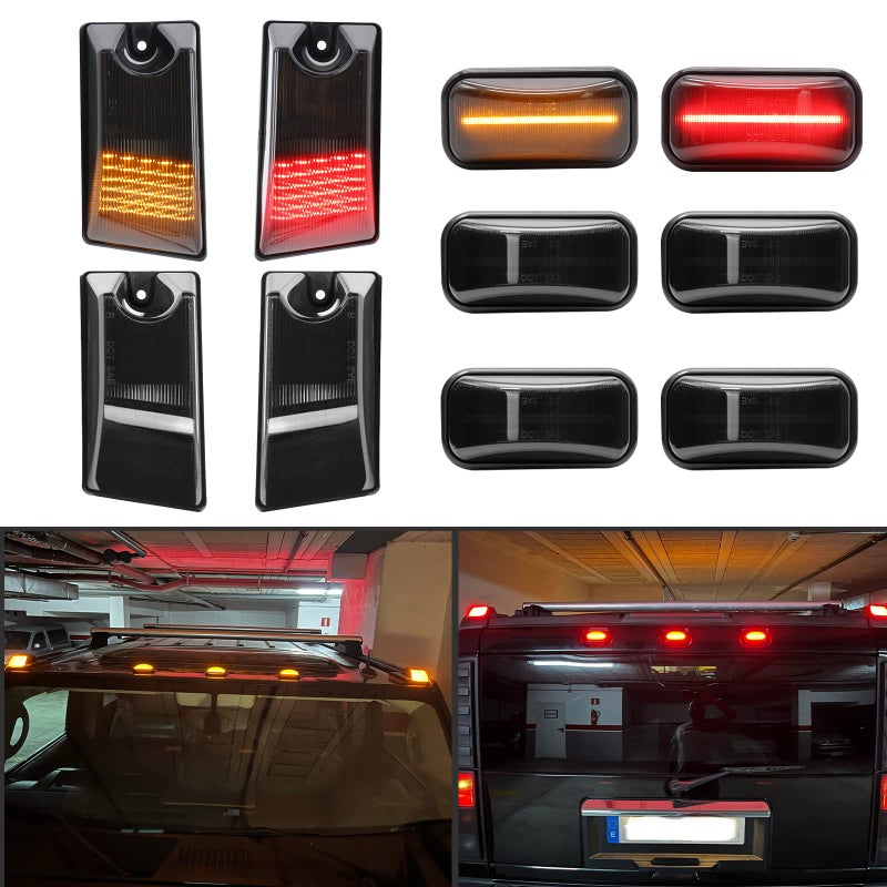 Mynoway 10 PCS Smoked Lens LED Cab Roof Light Kit Replacement for H2 20032009 H2 SUT 20052009 Top Clearance Marker Lights Amber  Red LED Front Rear OE Halogen Lamps Replacement