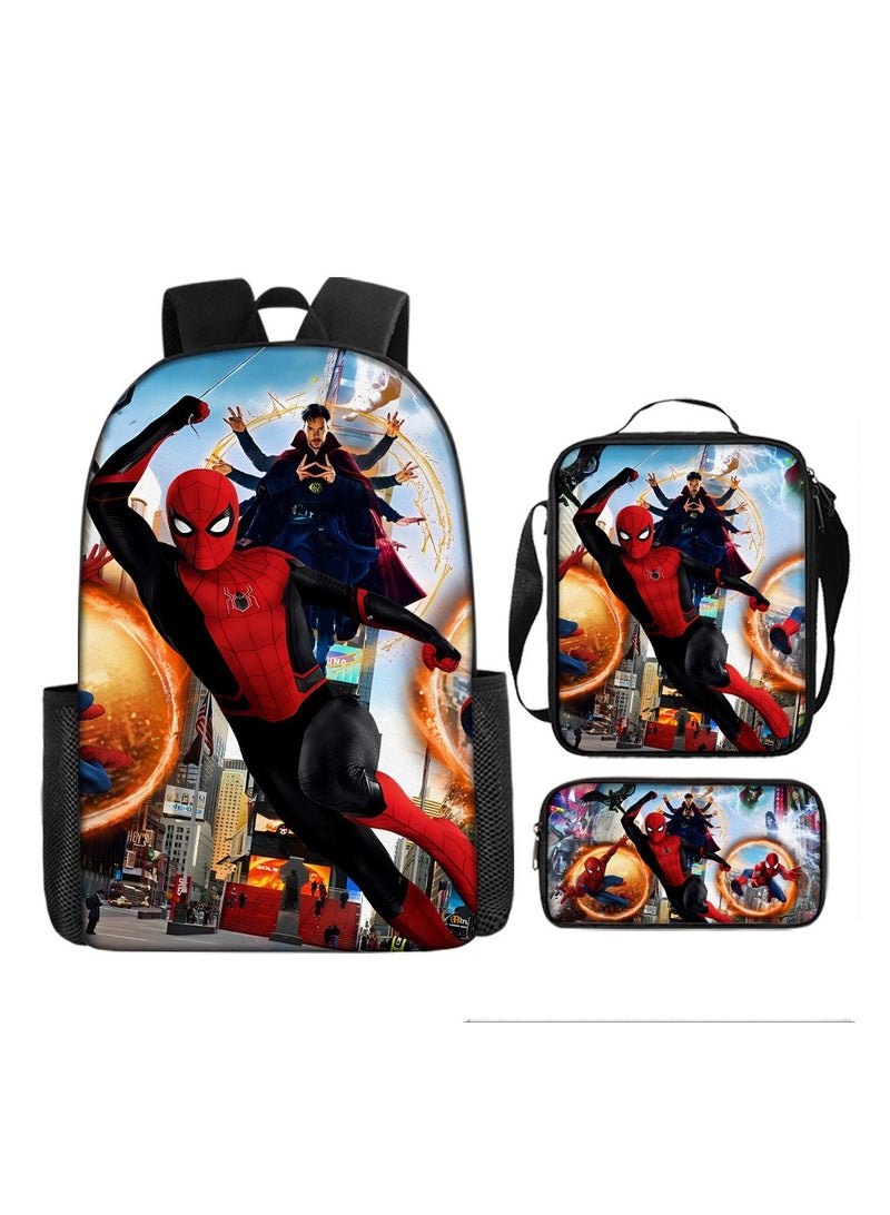 Backpacker Spider-Man Cartoon Digital Printing Children's Student School Bag Backpack 29*16*42CM + Shoulder Bag 19*6*23CM + Pencil Case 24*7*11CM Three-piece Set - Image 1