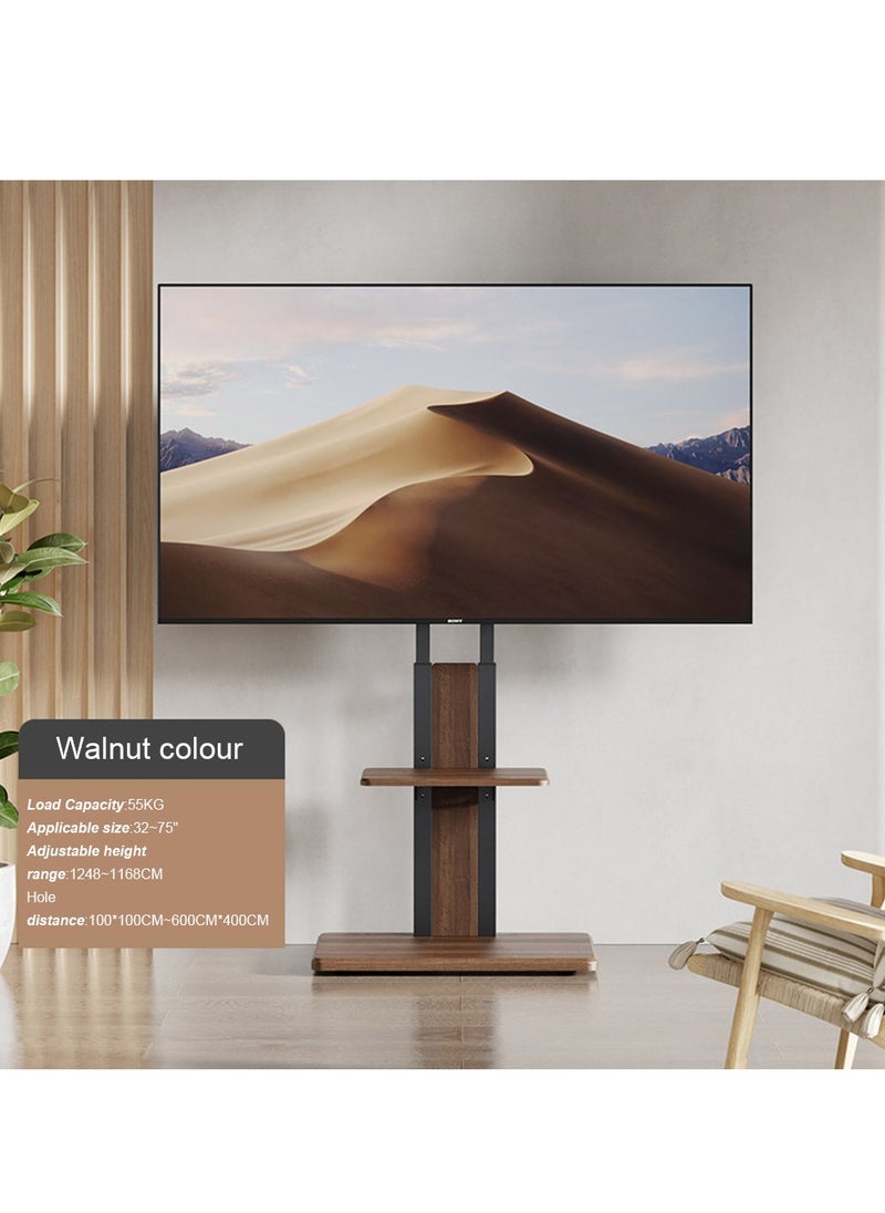 FlashHawk Wooden Floor TV Stand with MDF Tray and Wheels for 26-75 inches Screen TVs for Home Office,VESA 600*400 MM,Load Bearing 50KG,Black  - Image 2